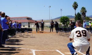 Chief Deputy Warden throws pitch at San Quentin Giants unveiling