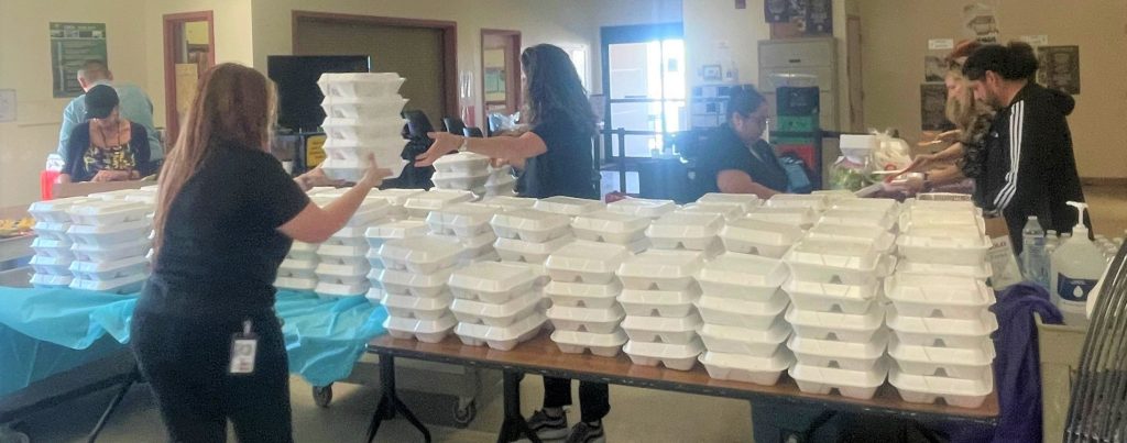 packaged meals on a table for VSP staff suicide awareness 