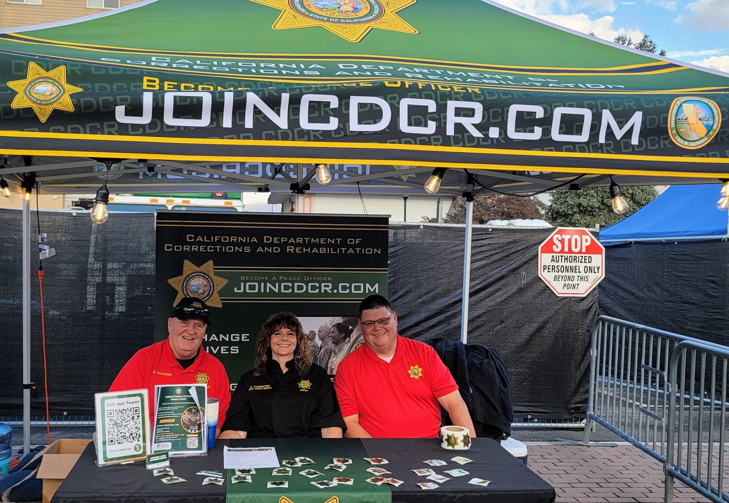 HDSP recruiters at a Join CDCR recruitment booth at a rib cook-off in Reno.