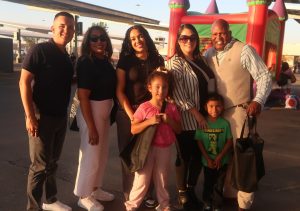 A family at an event.