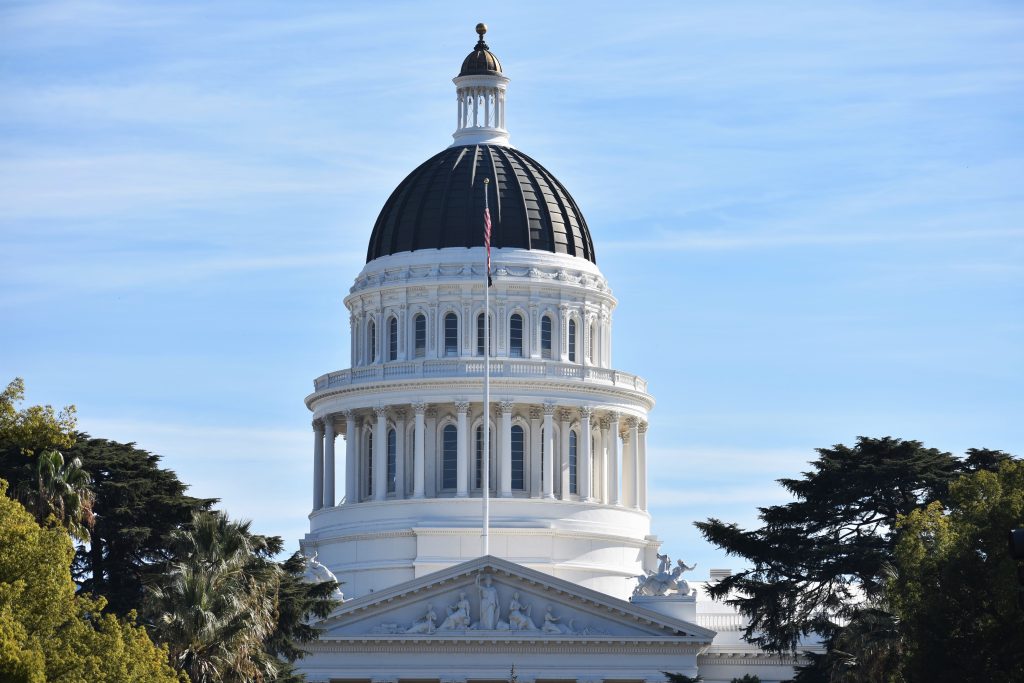 California capitol dome against a blue sky.