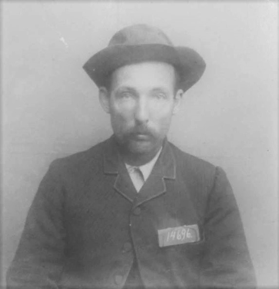 Old mugshot of James Capell, one of the first to earn parole in California in December 1893.