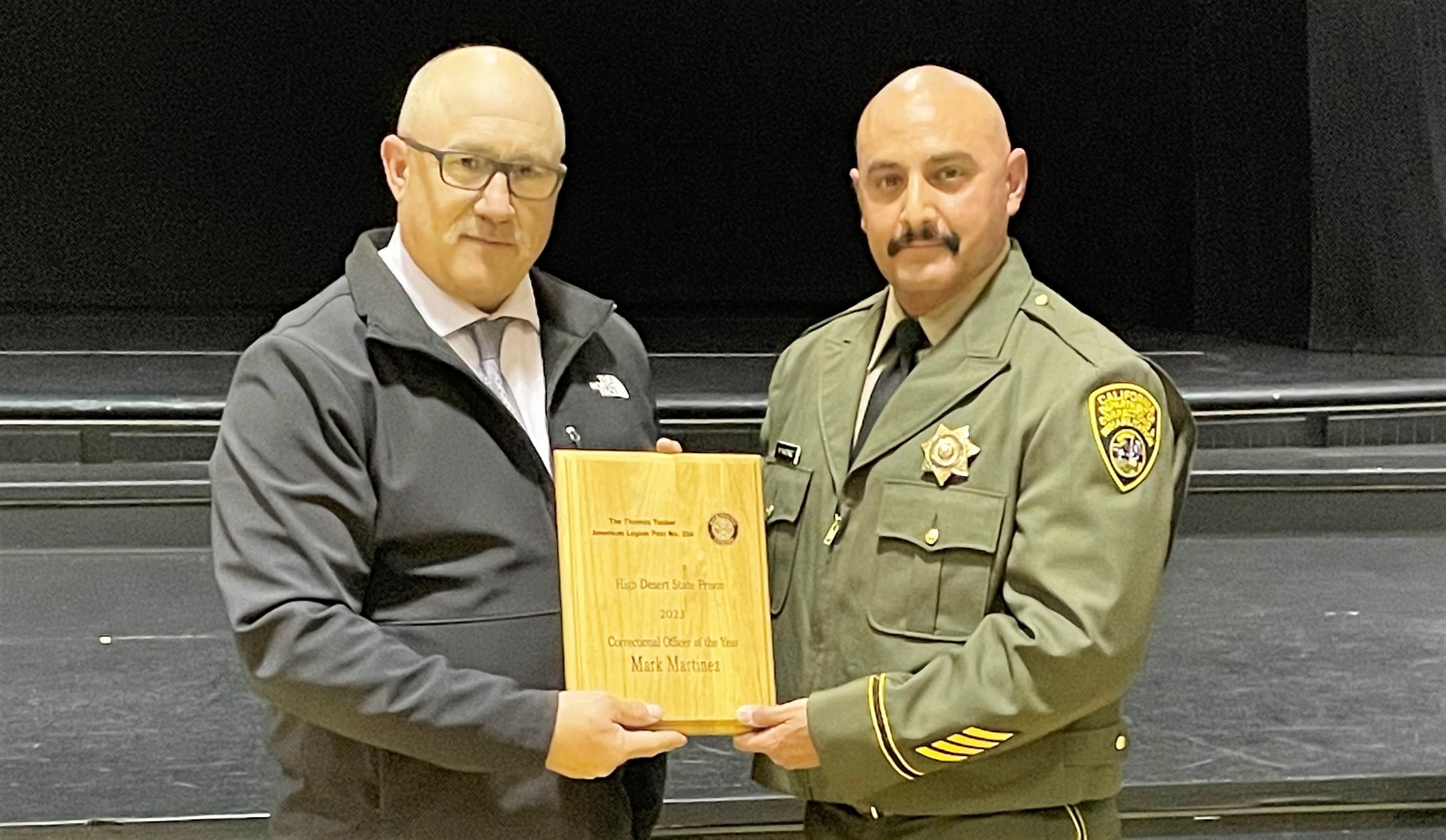 A correctional officer is honored by the High Desert State Prison (HDSP).