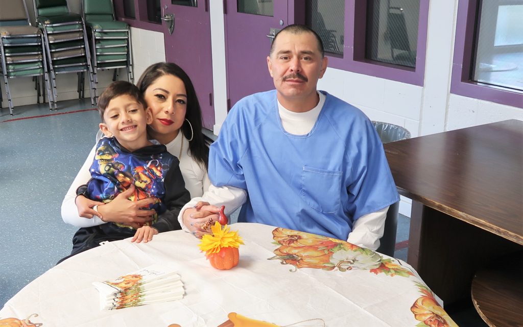 High Desert State Prison Thanksgiving visiting event with decorations.