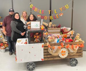 A wagon with a Thanksgiving theme at the California State Prison, Los Angeles County (LAC).
