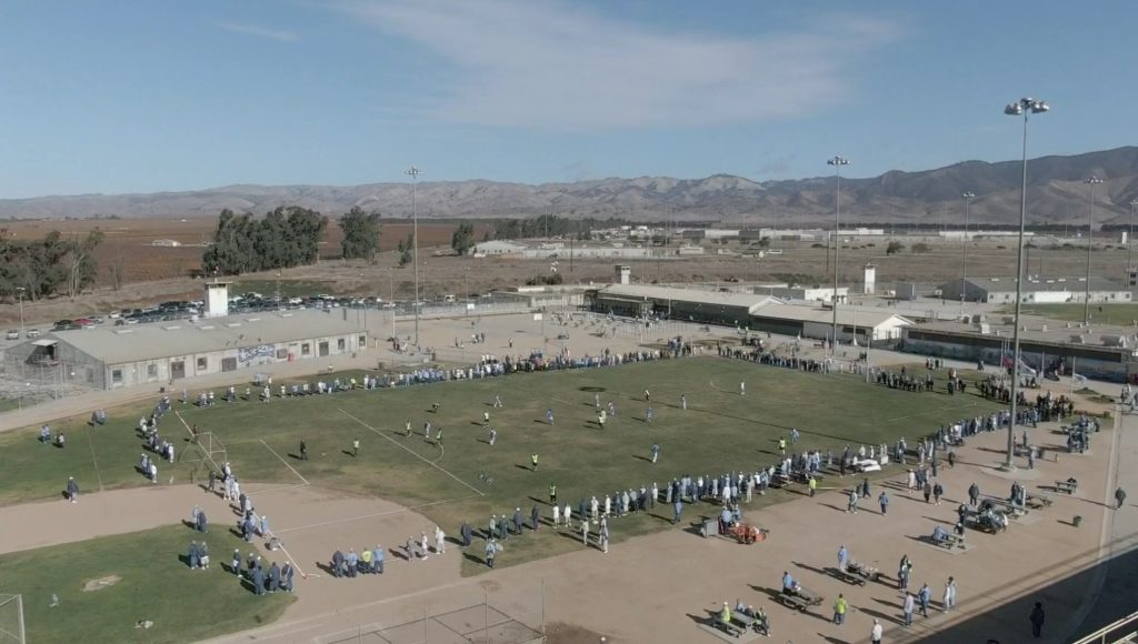 aerial of ESPN at CTF for soccer match