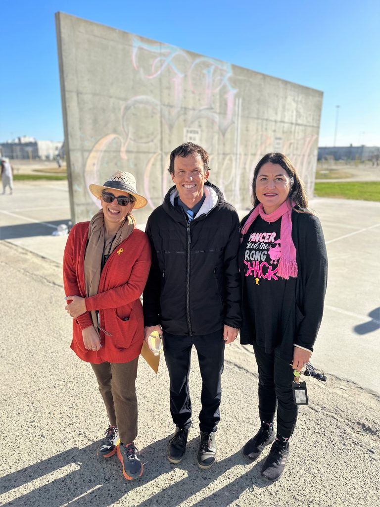 Cancer walk with three staff members.