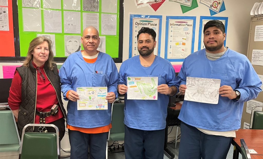 Incarcerated students and their teacher at High Desert State Prison.