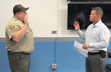 Salinas Valley State Prison first promotion ceremony with the warden swearing in a new lieutenant.
