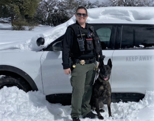 K-9 Villain with his officer handler.