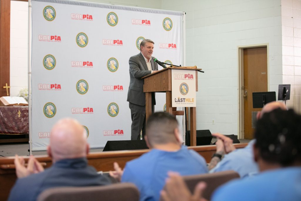 Bill Davidson, General Manager, speaks at a CALPIA graduation.