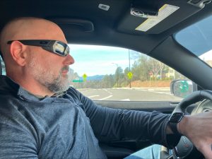 A parole agent with the Redding Parole Unit drives through town.