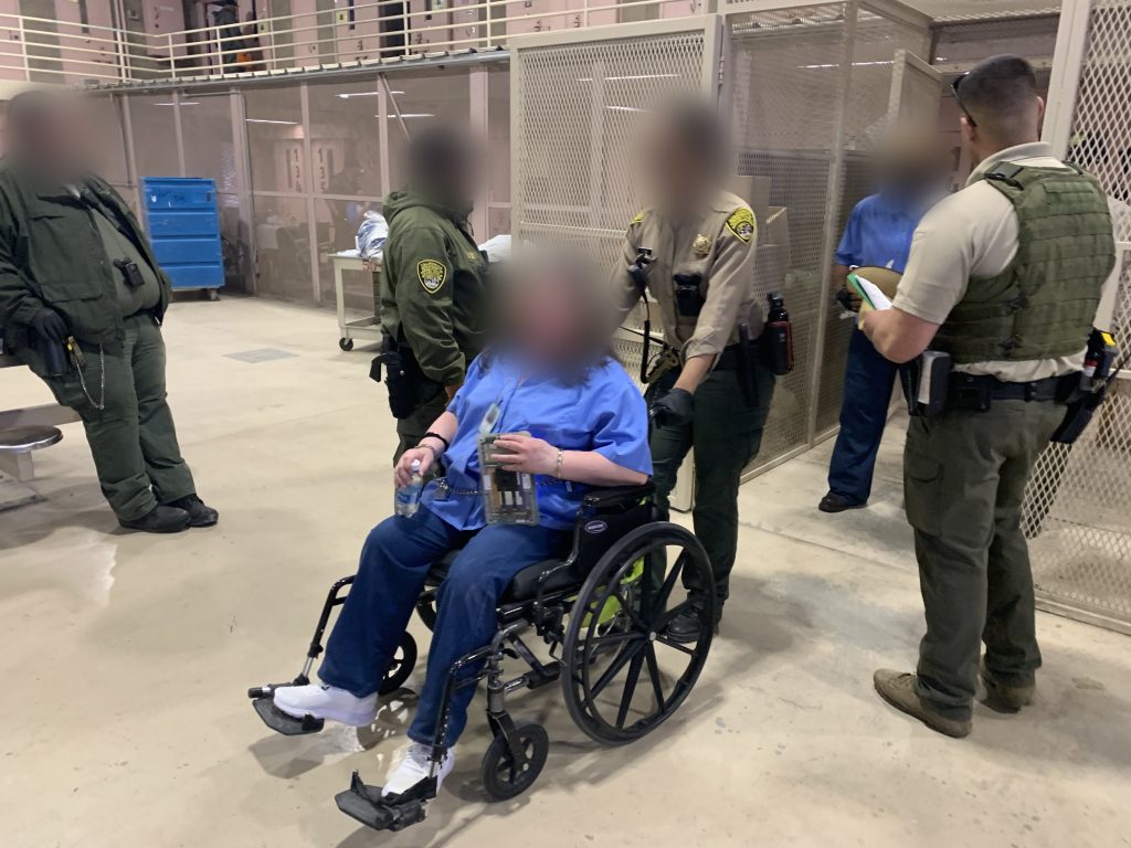 Person in wheel chair at Central California Women's Facility.
