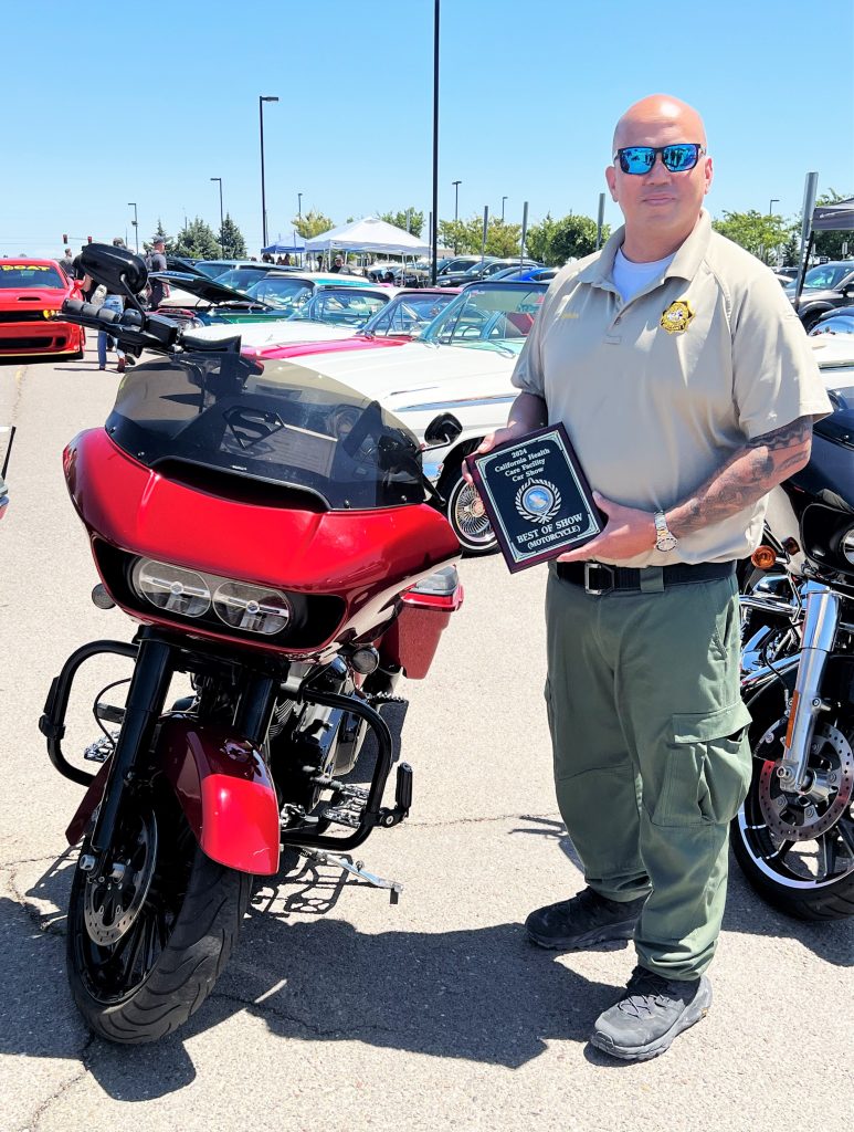 A motorcycle displayed at the CHCF staff automotive show.