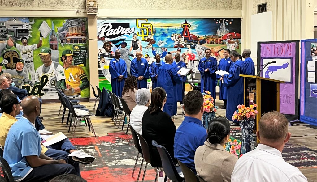 Crime victims event with a choir singing.