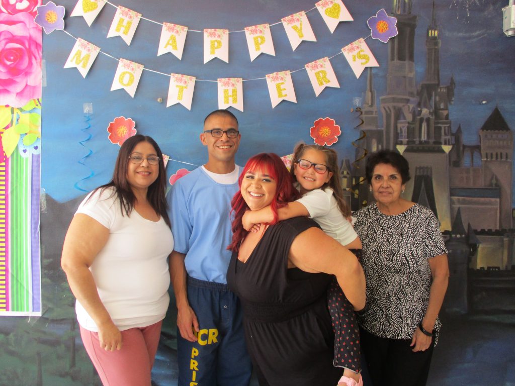 Ironwood State Prison Mother's Day visiting event with an incarcerated person and four other family members.