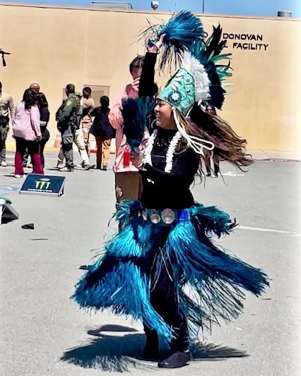 A Polynesian dancer at Richard J. Donovan Correctional Facility.