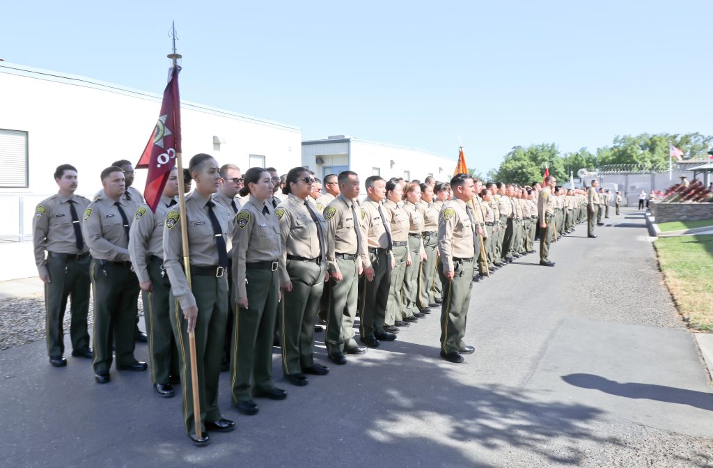 200 cadets in formation before they become correctional officers at their graduation from the academy.