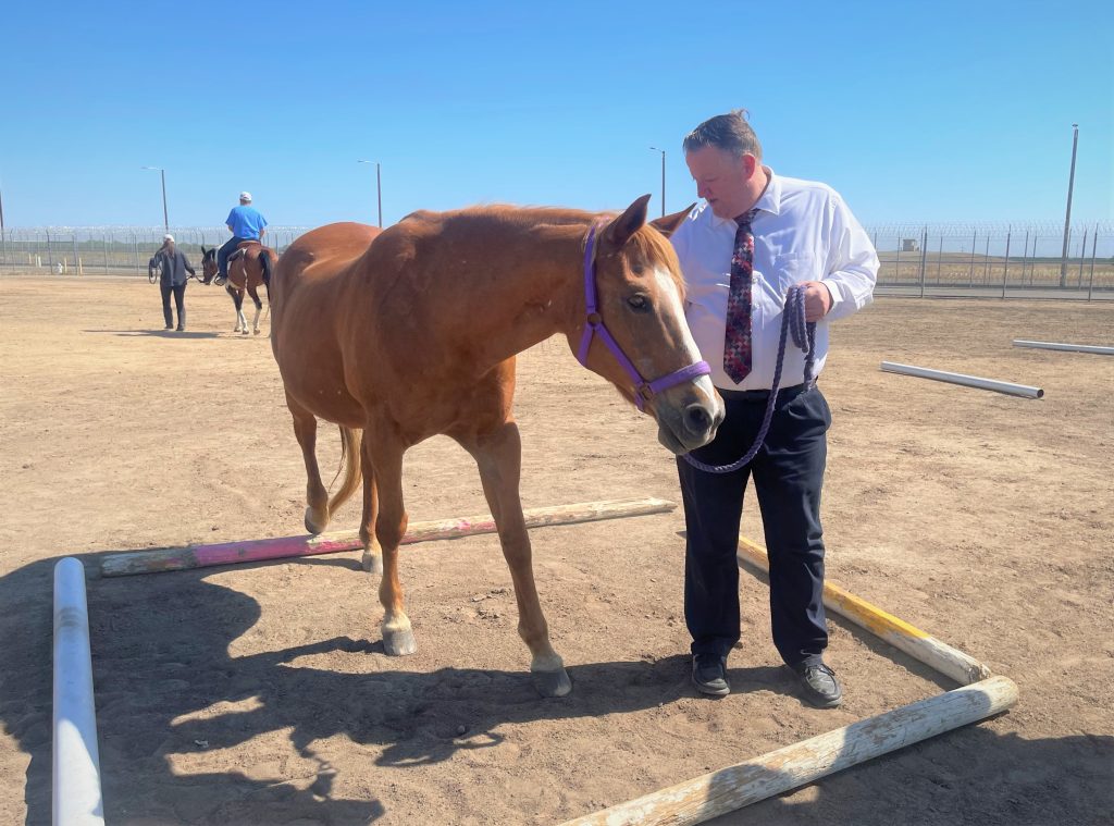 A horse and Valley State Prison staff member.