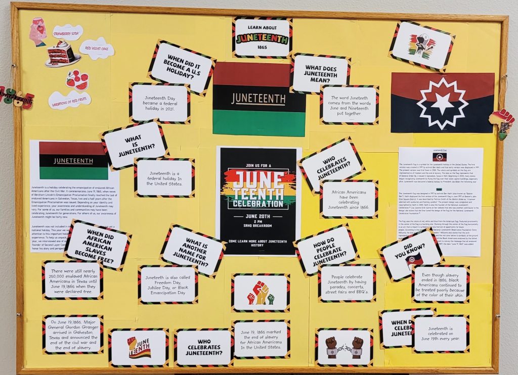 Southern Region parole Juneteenth information board.