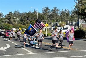 Runners of the Del Norte County Special Olympics Torch Run.