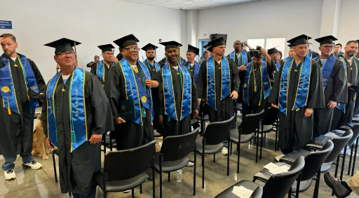 Incarcerated students from the Richard J. Donovan Correctional Facility who graduated with degrees