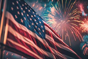 American Flag with Fireworks