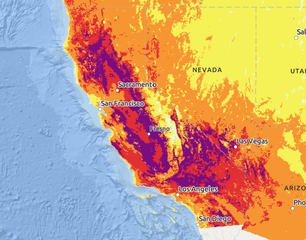 California Heat Wave Map