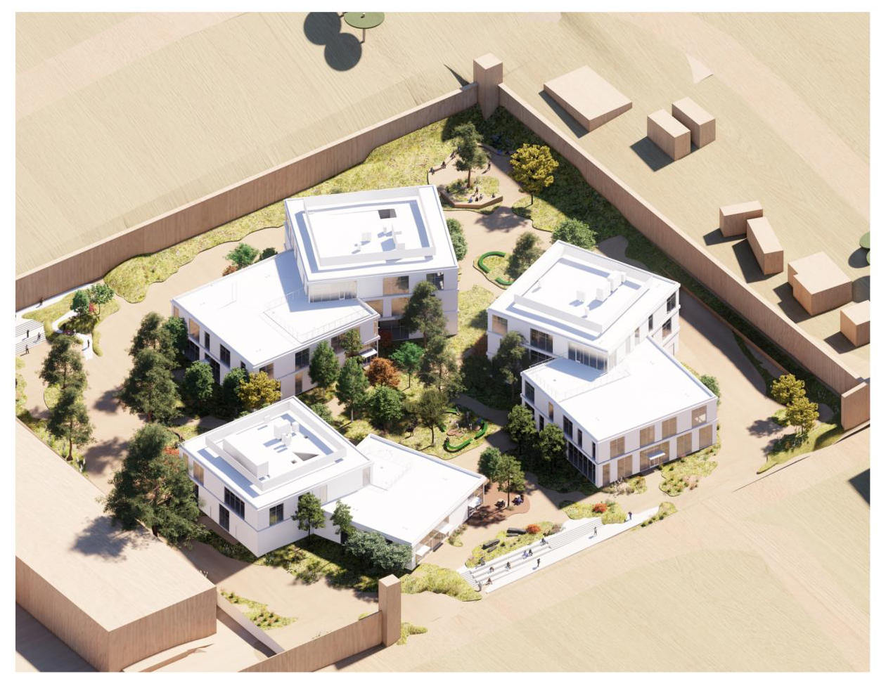 A rendering of the planned education and media center complex at San Quentin.