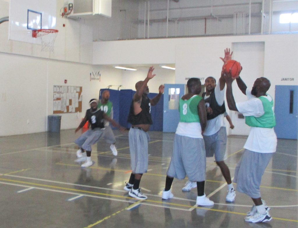 Basketball game in a prison.