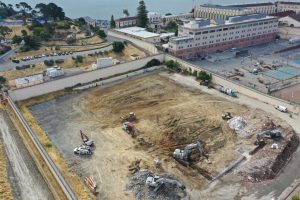 San Quentin progress of demolition for building 38.