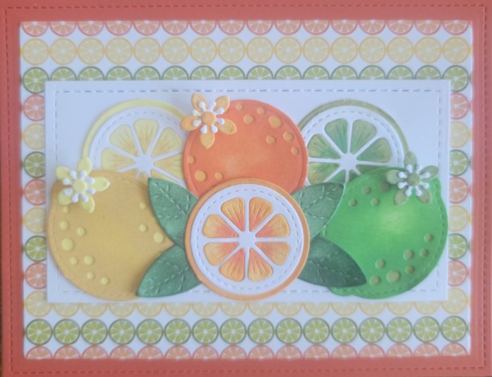 A card with lemons, limes and oranges as the design.
