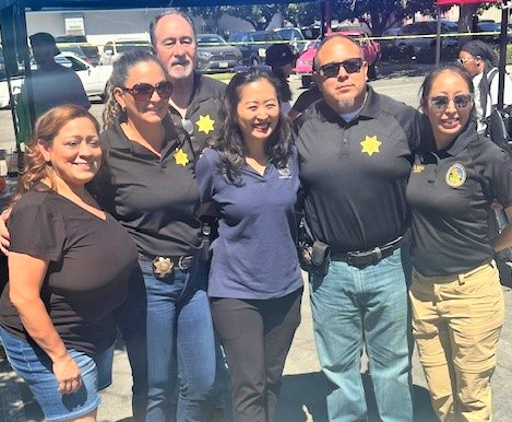 Week in Review Aug. 2 photo shows parole attending inland empire rebound backpack giveaway.