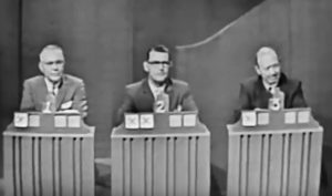 San Quentin Warden Fred Dickson on a TV game show in 1958.