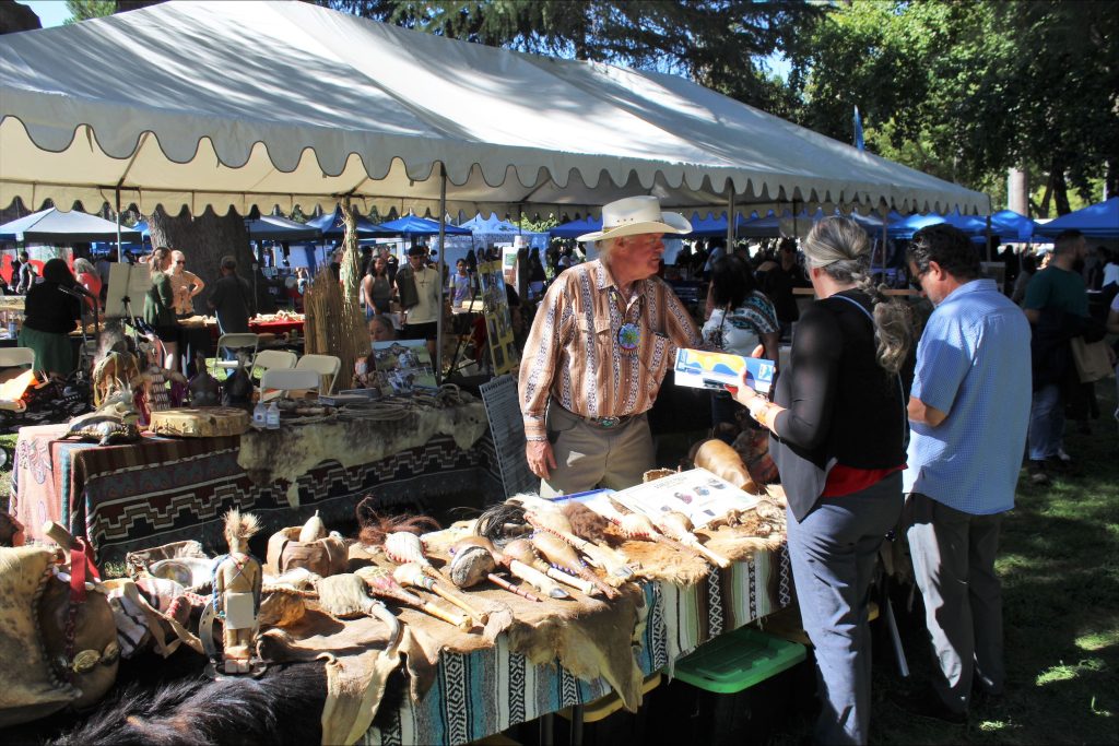 Tools and leather items display at Native American Day at the Capitol.