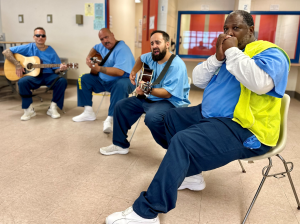 A band performs at California State Prison, Corcoran.