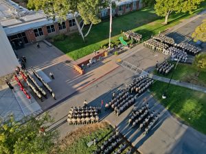 Cadets and staff gather at the academy to observe Sept 11.