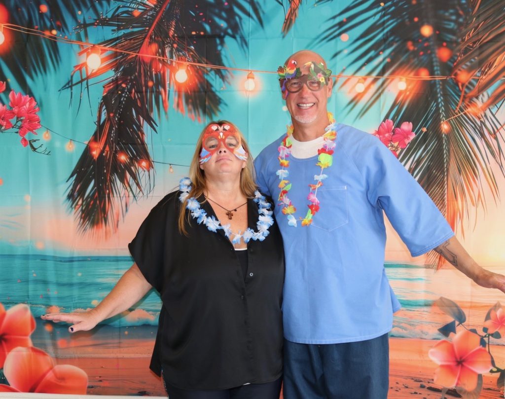 Luau themed visiting on Labor Day Weekend at Mule Creek.