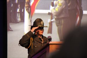 Captain Sawma during the presentation of colors.