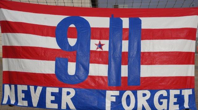 Painted banner in honor of those lost in the Sept. 11, 2001, terrorist attacks.