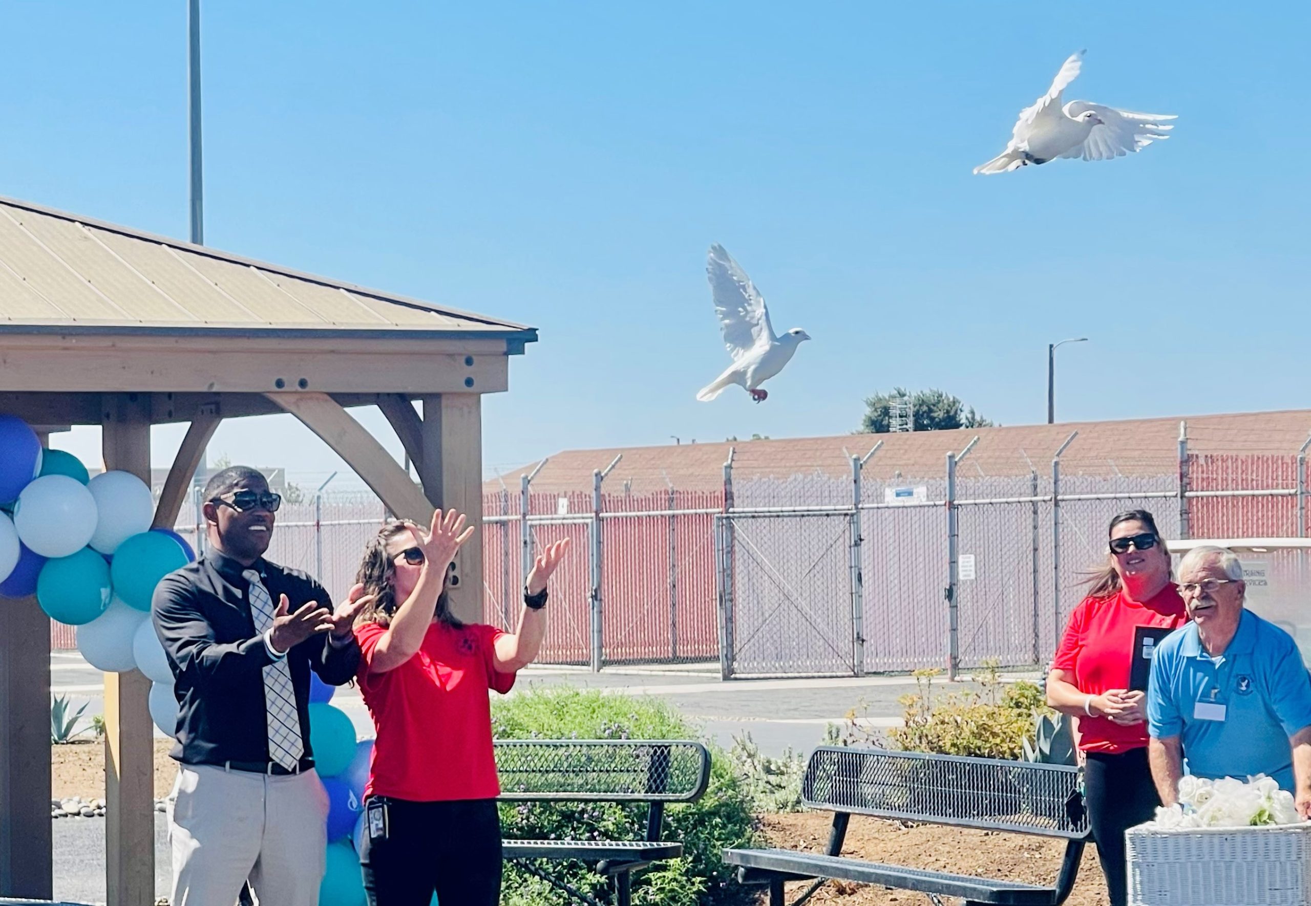 Releasing doves at Valley State Prison.