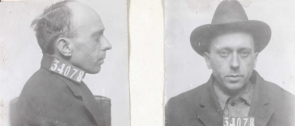 A man wearing a hat, side and front view, 34078. 