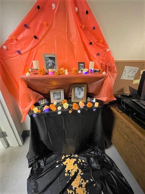 Dia de los Muertos display from the movie Coco, an animated film.