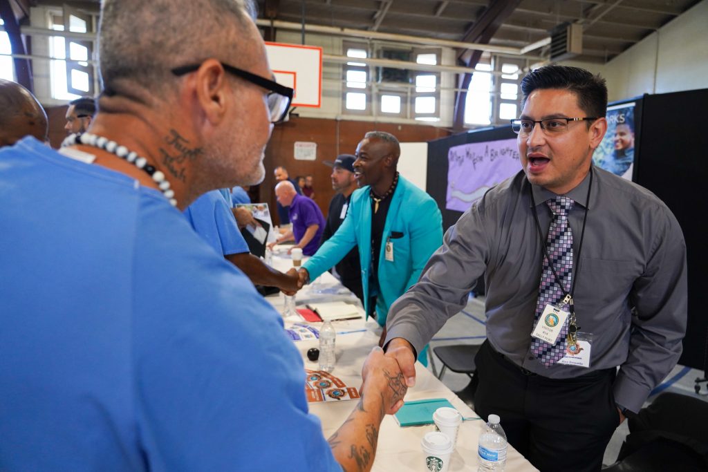 A reentry provider resource fair at California Rehabilitation Center, Norco.