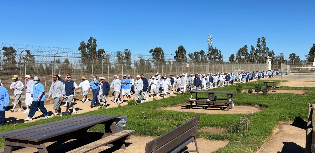 Correctional Training Facility with staff and incarcerated walking to fight cancer and find a cure.