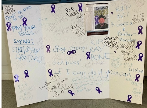 Kern Valley State Prison message board for overdose awareness. 