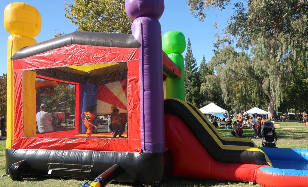 Bounce house at Folsom, CSP-Sacramento Family Day and trunk-or-treat event. 