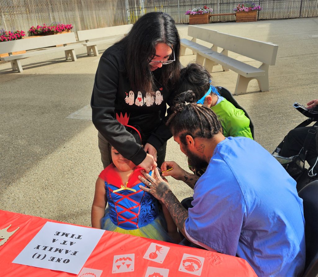 Facepainting for Halloween visiting at Wasco State Prison-Reception Center. 