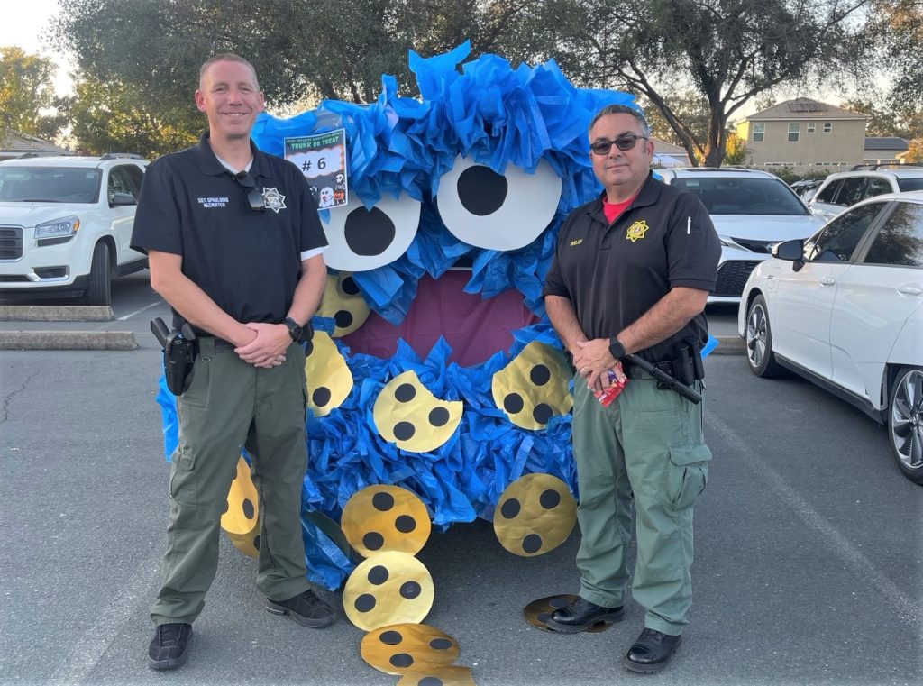 Cookie Monster themed trunk-or-treat at Mule Creek State Prison in Ione.