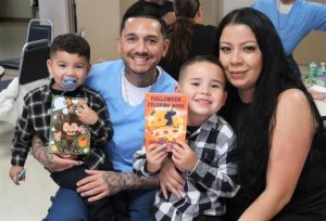 A family enjoys Halloween at Avenal State Prison.